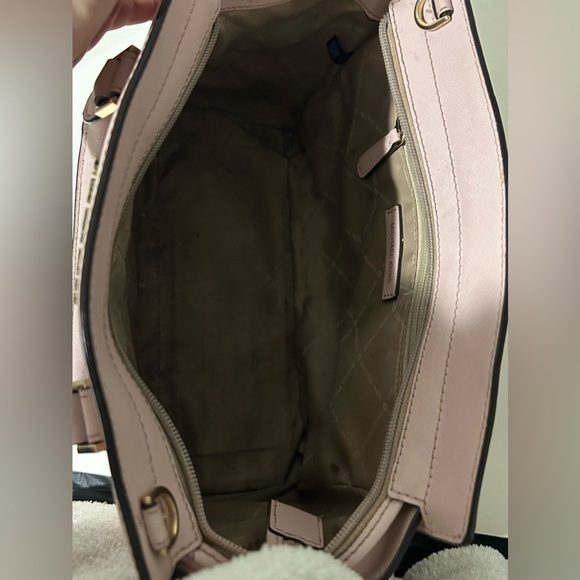 Michael Kors Pink Saffiano Leather Satchel Handbag Structured Tote - Picture 9 of 10